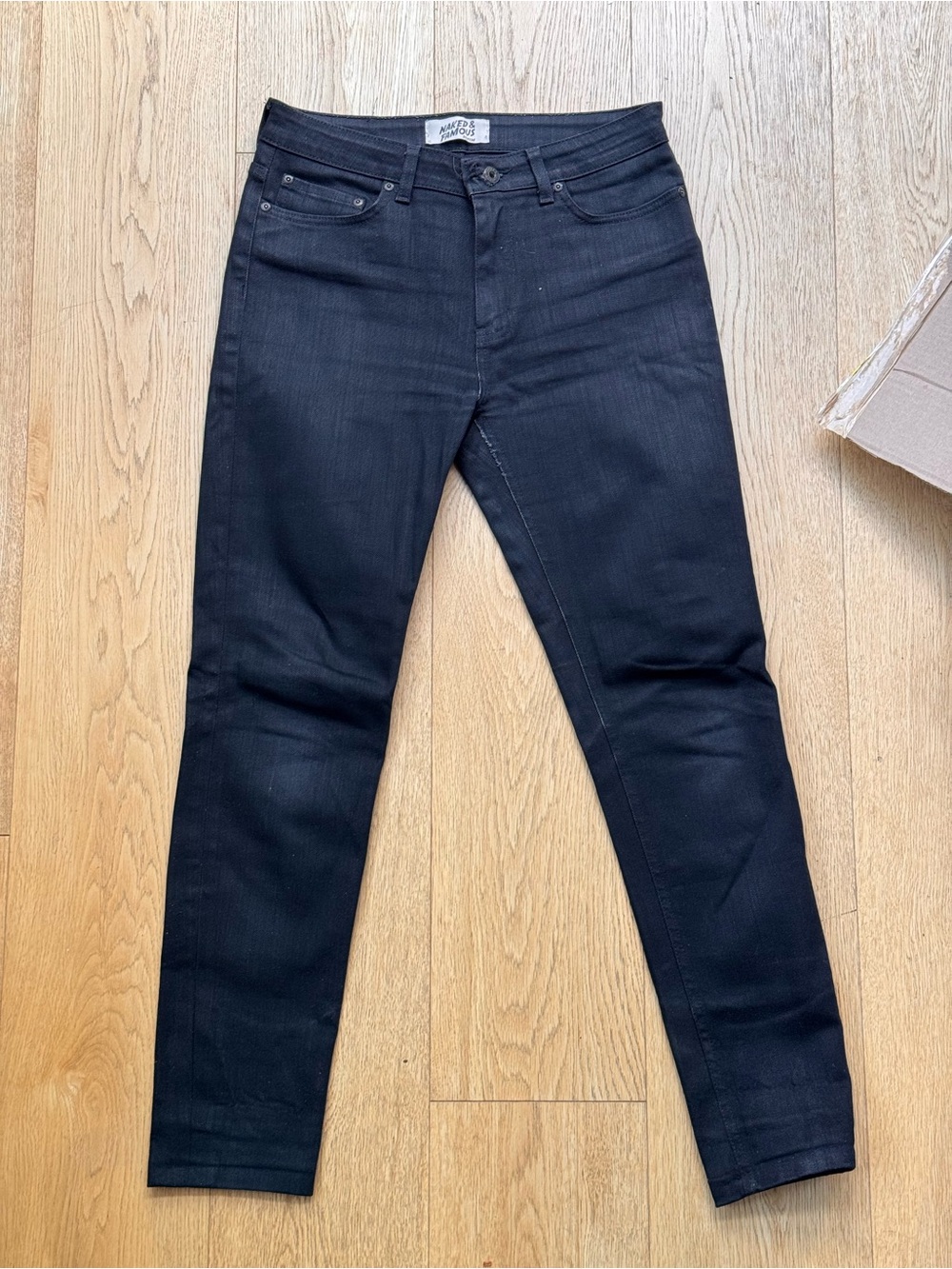 Naked & Famous Denim Black Slim Straight Jeans